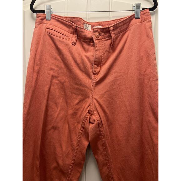 A New Day‎ Women’s High Waisted Stretch Cropped Wide Leg Pants Size 14 Orange - Picture 3 of 4